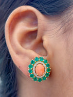 Emerald Coral Diamond Earrings