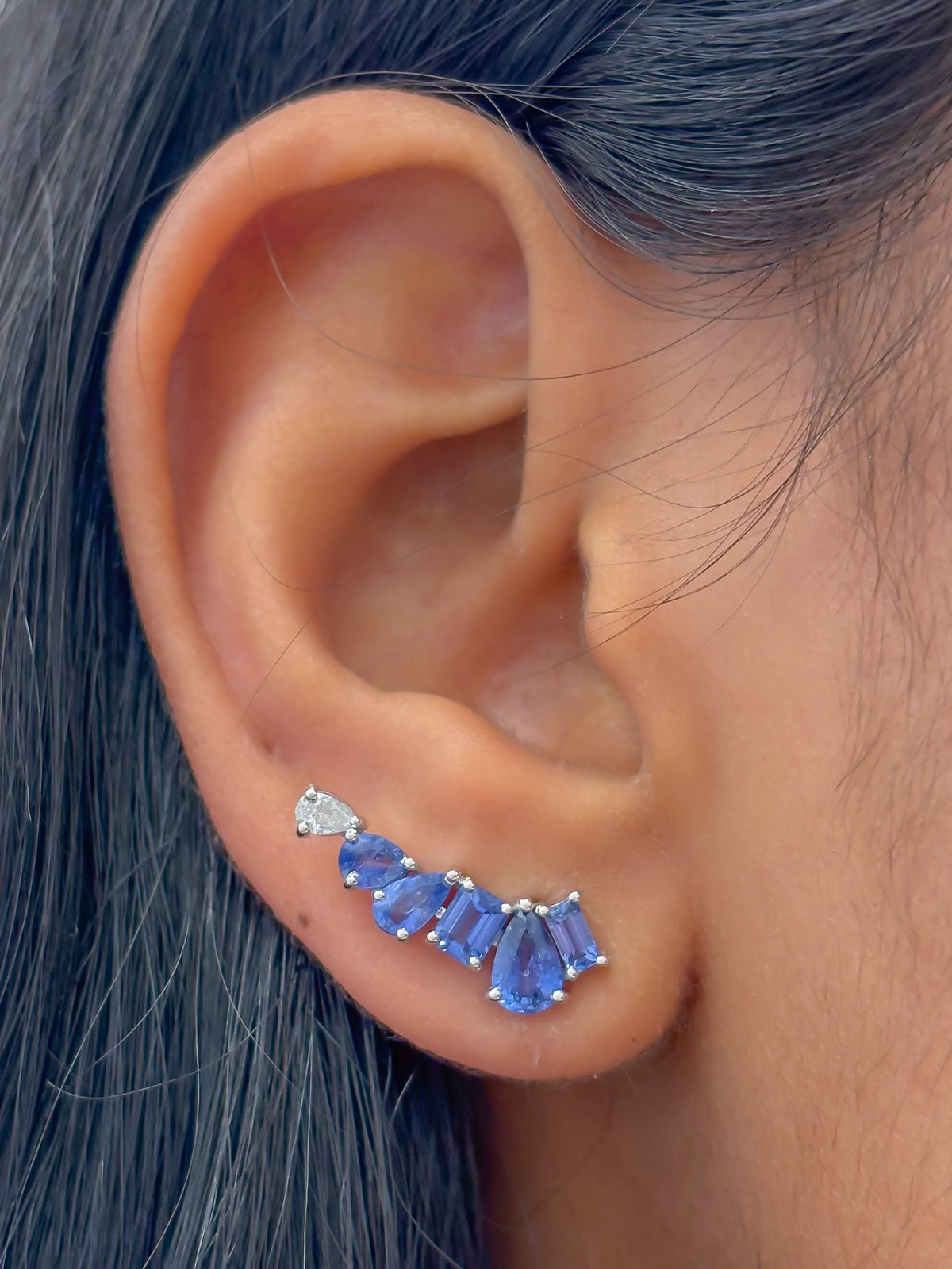 Blue Sapphire Diamond Earrings