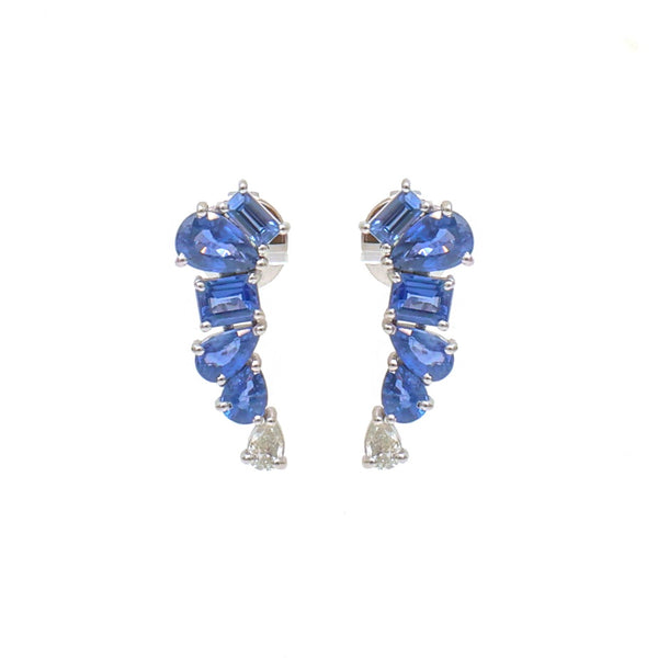 Blue Sapphire Diamond Earrings