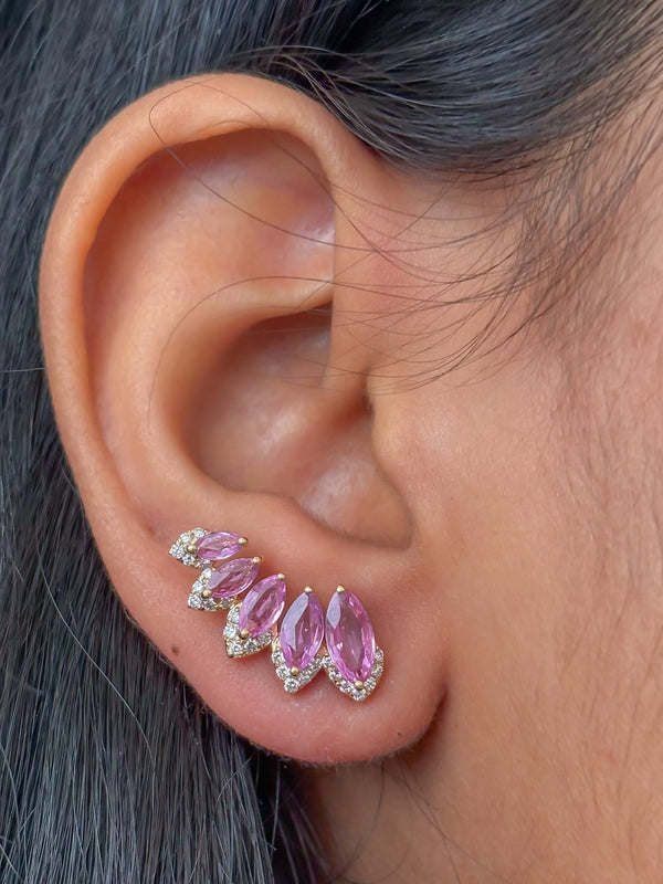 Pink Sapphire Diamond Earrings