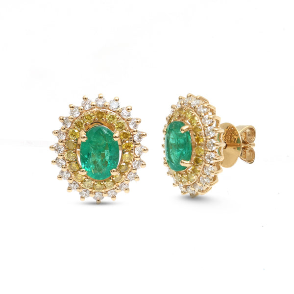 Emerald Diamond Yellow Diamond Earrings