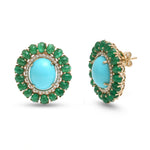 Turquoise Emerald Diamond Earrings