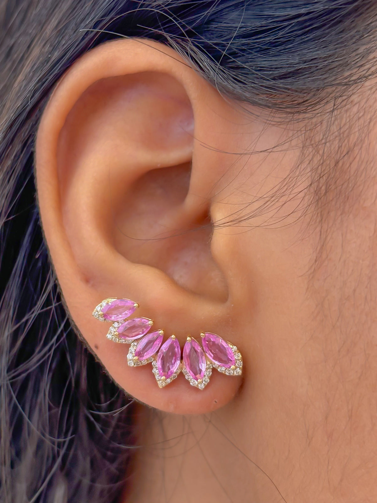 Pink Sapphire Diamond Earrings