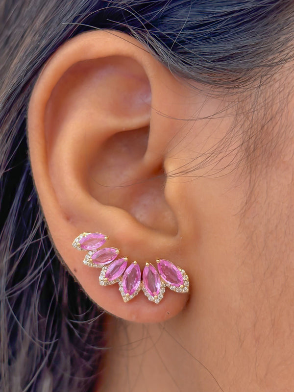 Pink Sapphire Diamond Earrings