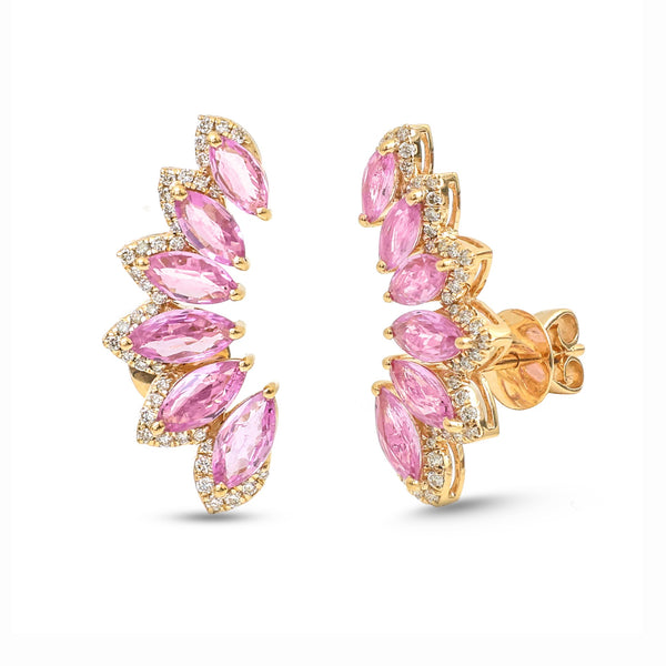 Pink Sapphire Diamond Earrings