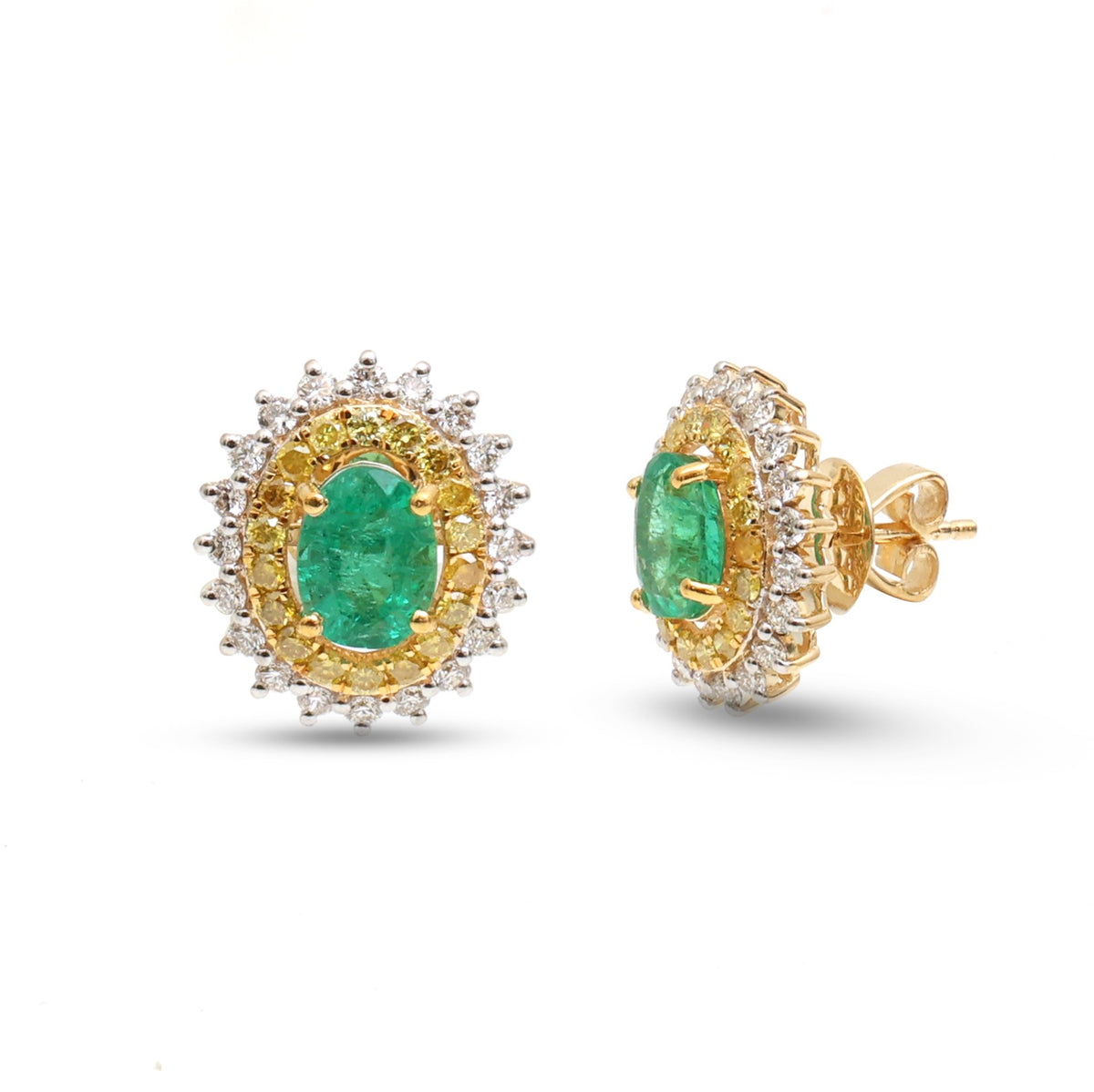 Emerald Diamond Yellow Diamond Earrings