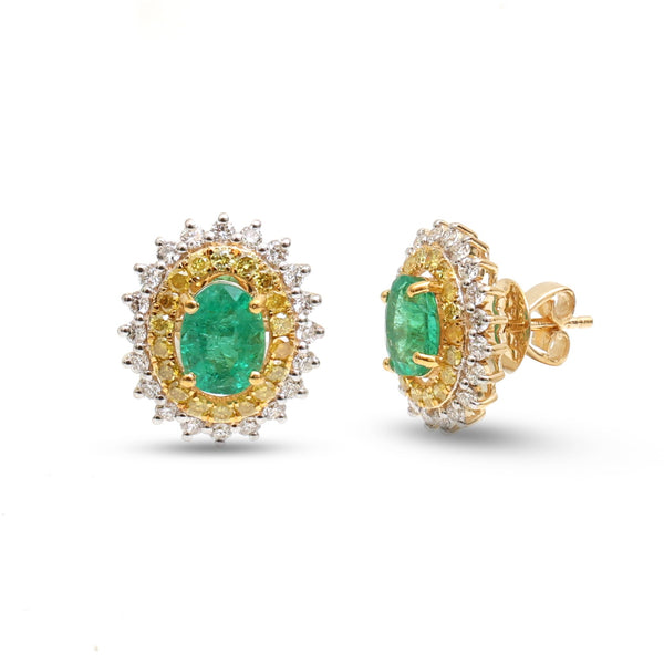 Emerald Diamond Yellow Diamond Earrings