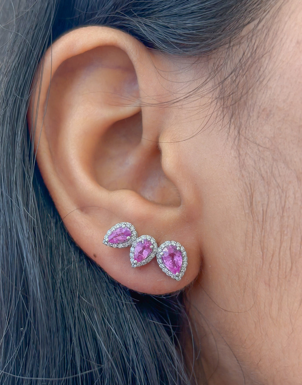 Pink Sapphire Diamond Earrings