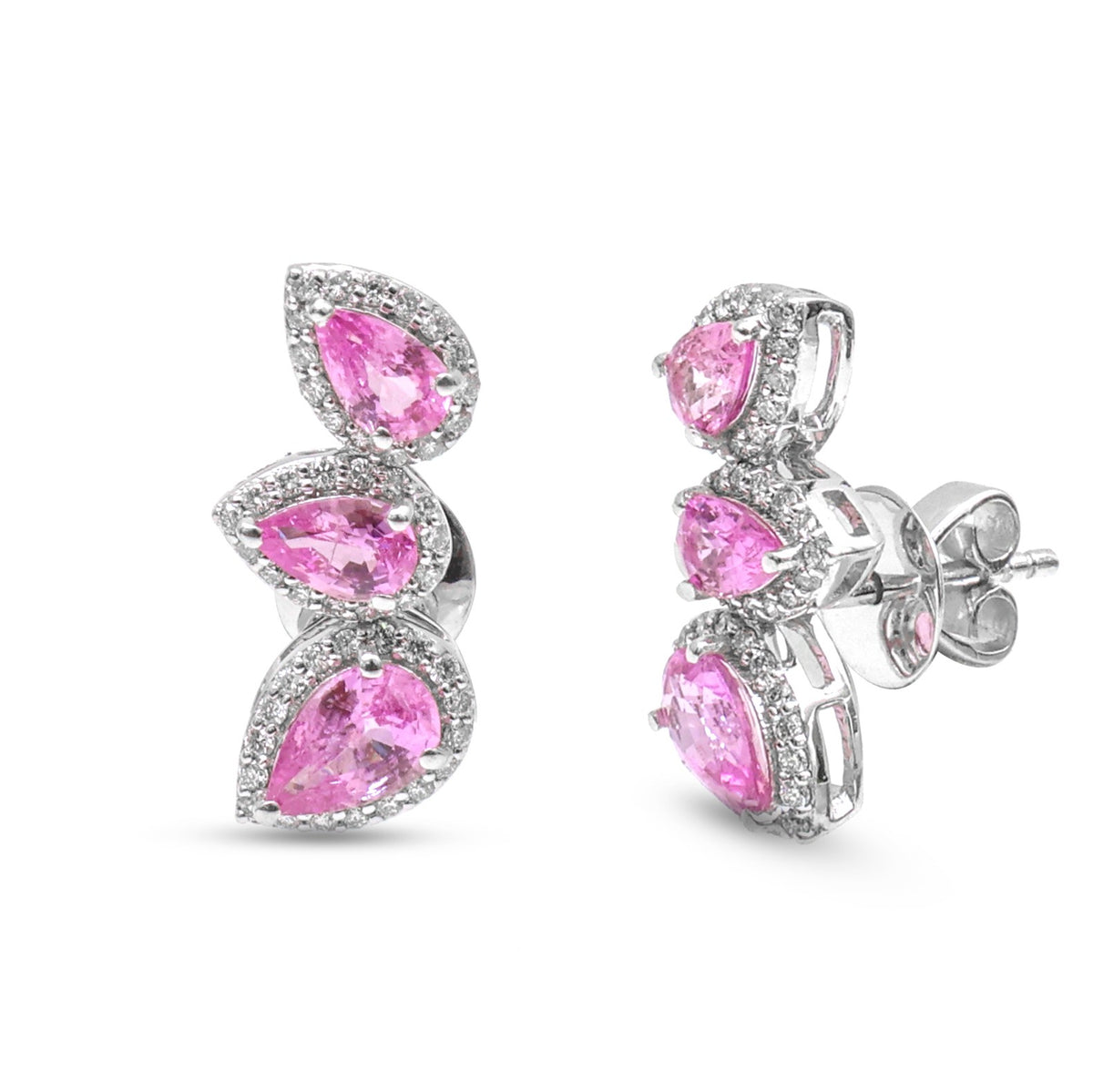 Pink Sapphire Diamond Earrings