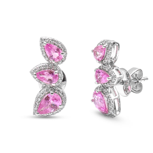 Pink Sapphire Diamond Earrings