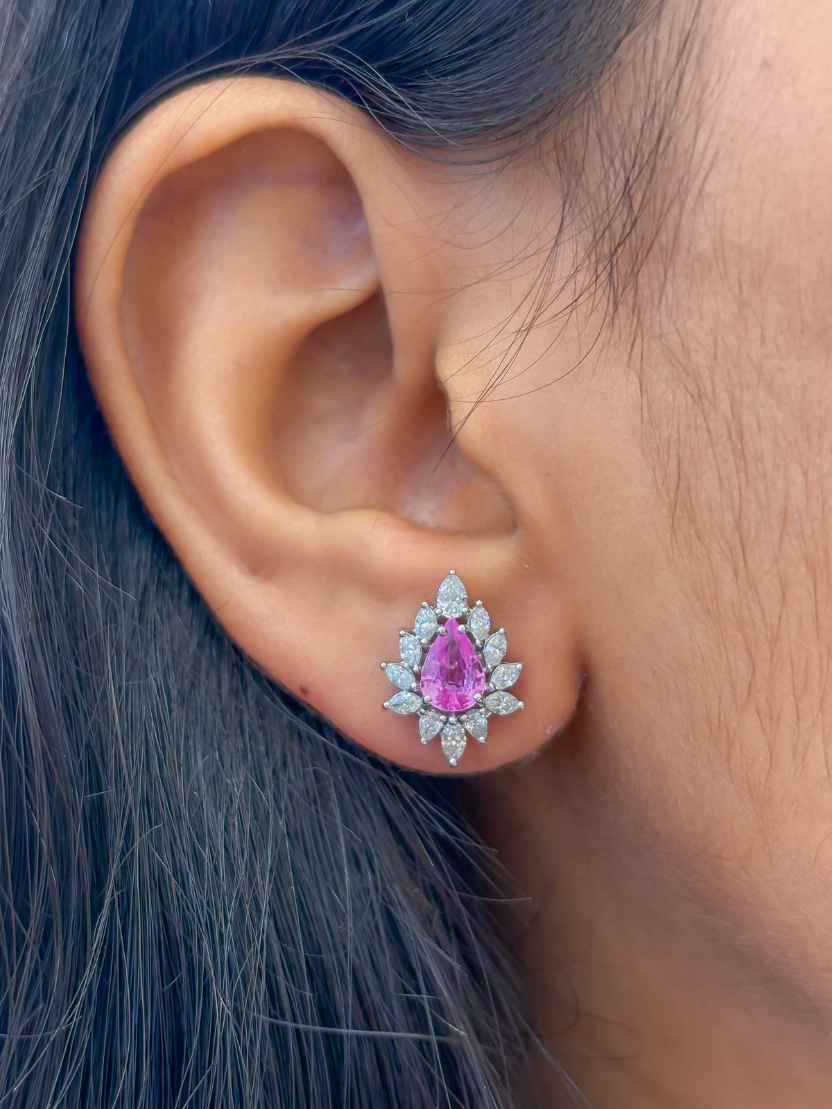 Pink Sapphire Diamond Earrings