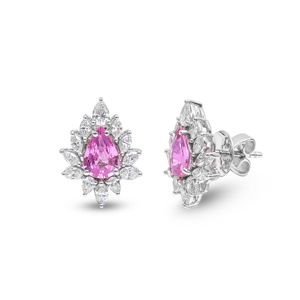 Pink Sapphire Diamond Earrings