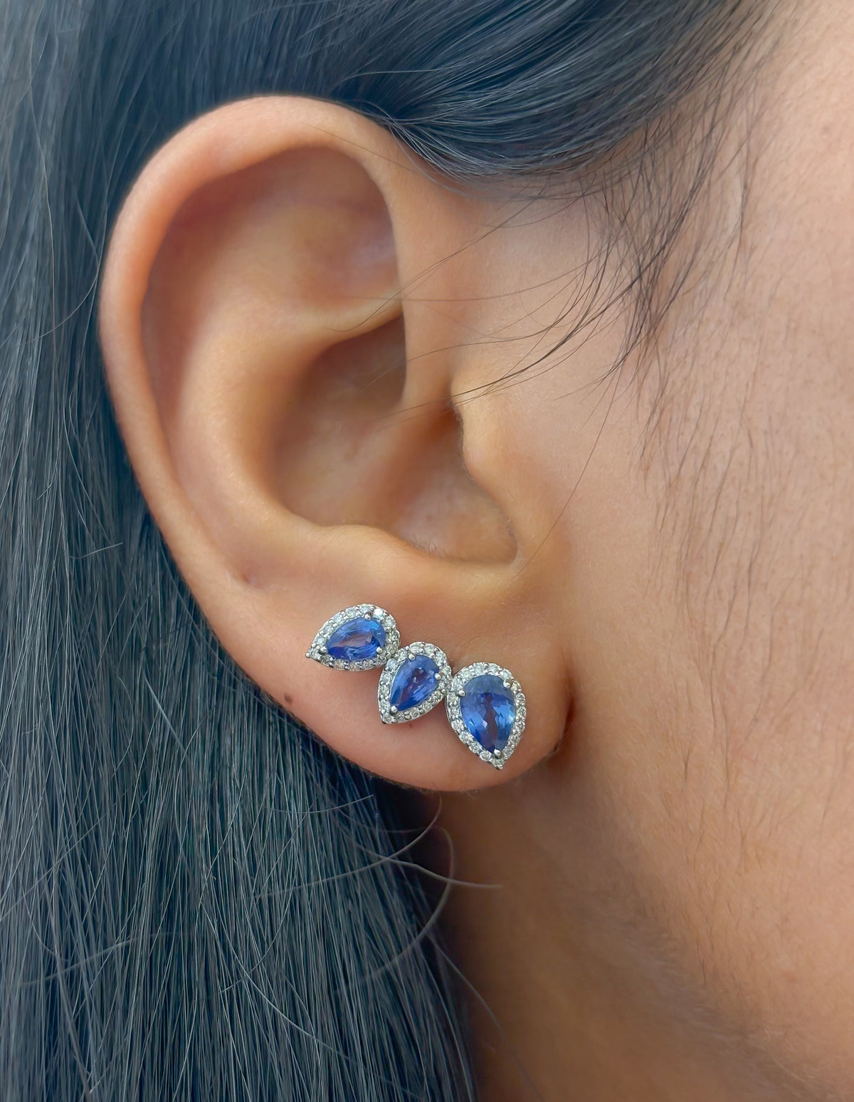 Blue Sapphire Diamond Earrings