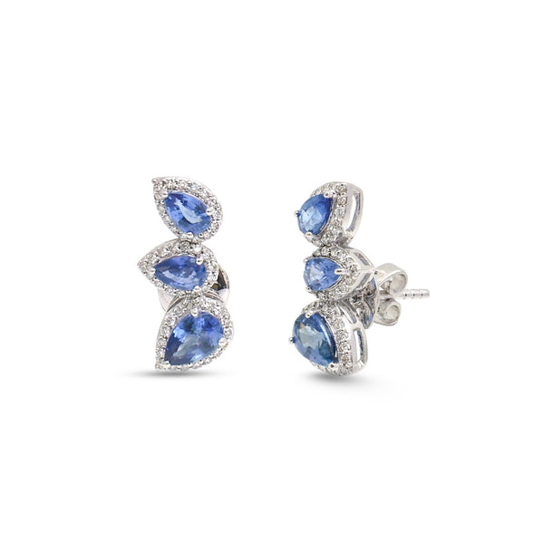 Blue Sapphire Diamond Earrings