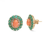 Coral Emerald Diamond Earrings