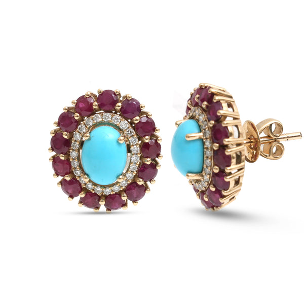 Ruby Turquoise Diamond Earrings