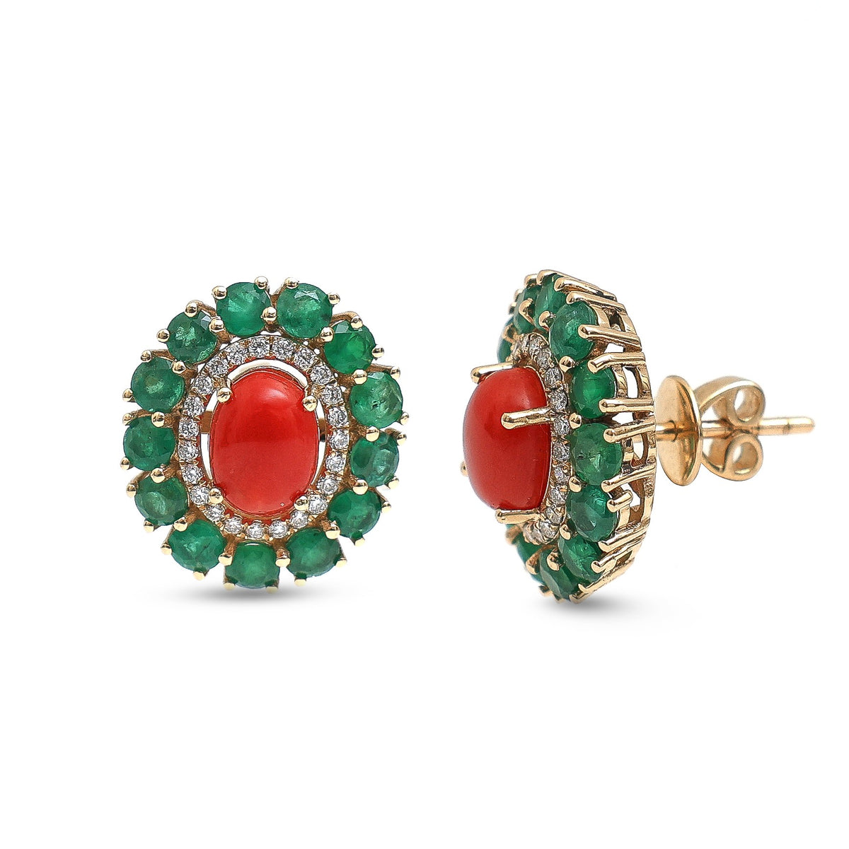 Emerald Coral Diamond Earrings