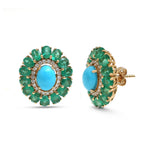 Emerald Turquoise Diamond Earrings
