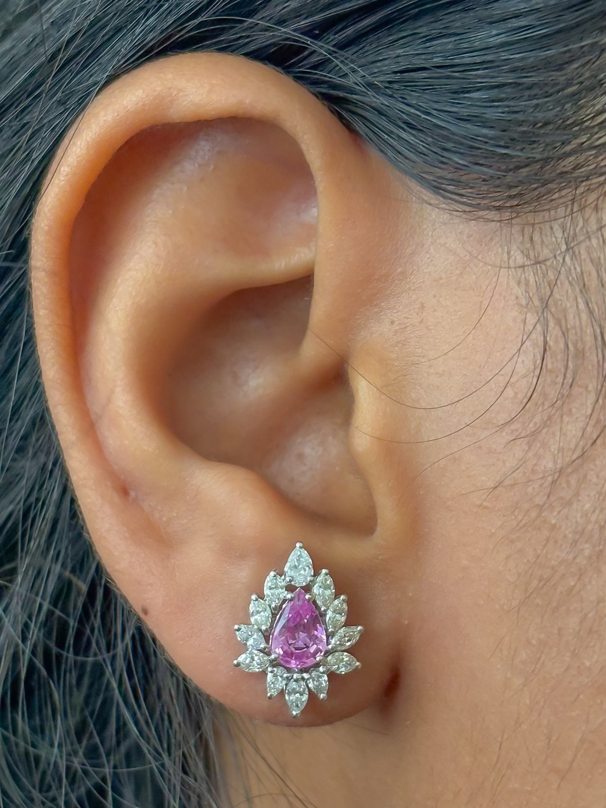 Pink Sapphire Diamond Earrings
