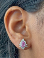 Pink Sapphire Diamond Earrings
