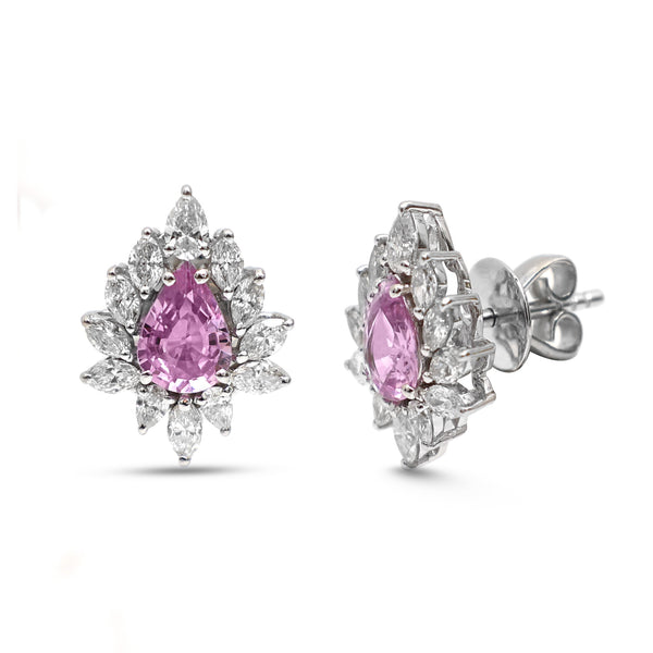 Pink Sapphire Diamond Earrings