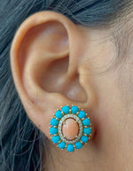Turquoise Coral Diamond Earrings