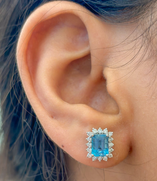 Aquamarine Diamond Earrings