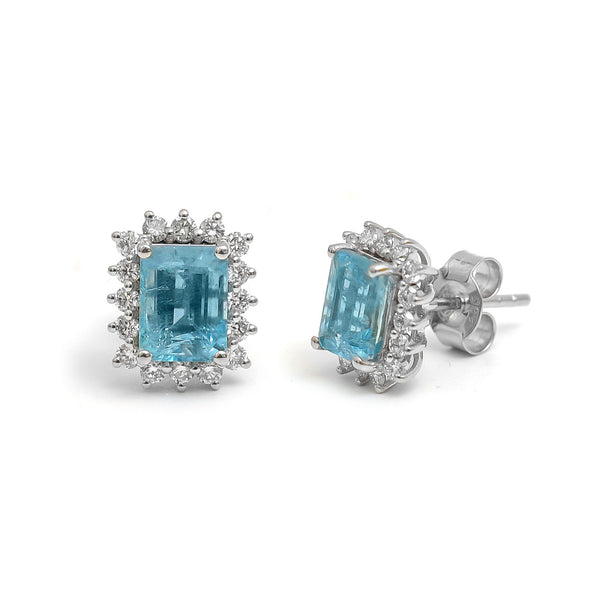 Aquamarine Diamond Earrings