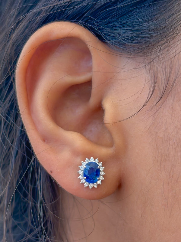 Blue Sapphire Diamond Earrings