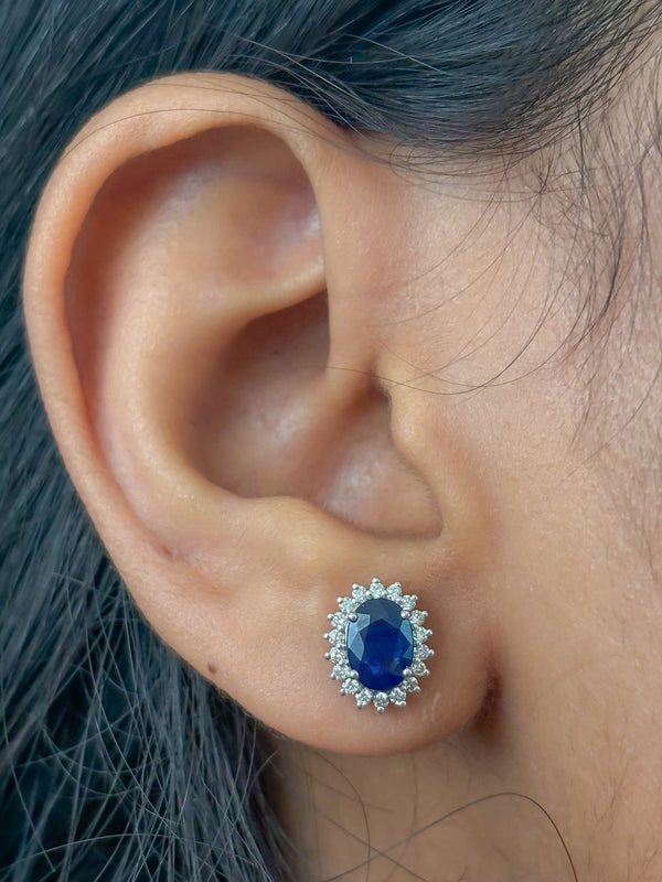Blue Sapphire Diamond Earrings