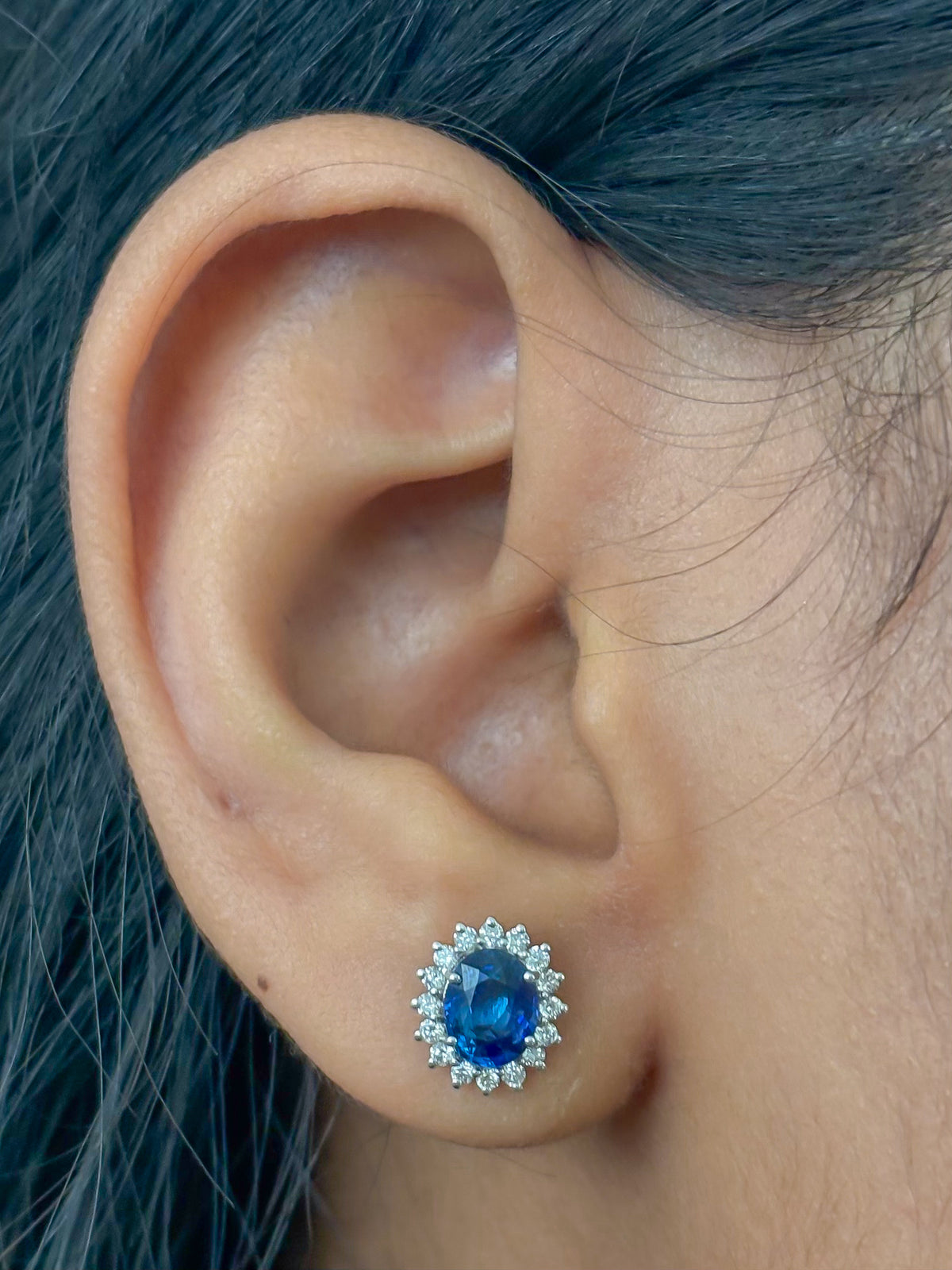 Blue Sapphire Diamond Earrings