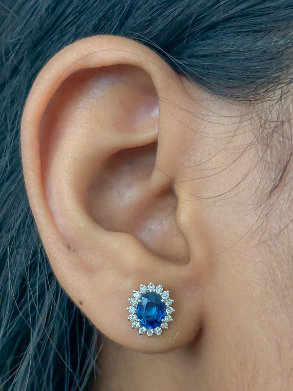Blue Sapphire Diamond Earrings