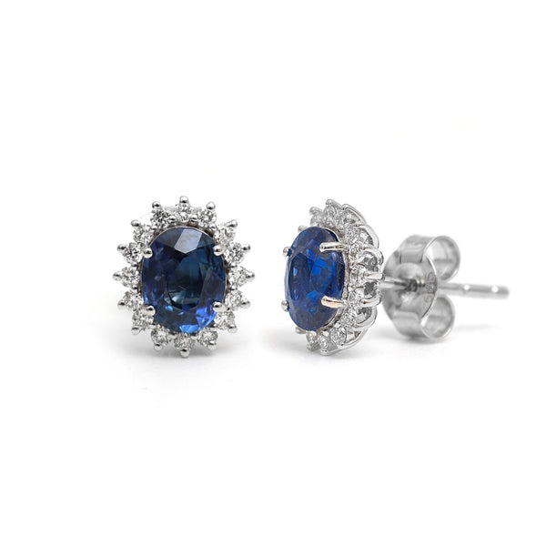 Blue Sapphire Diamond Earrings