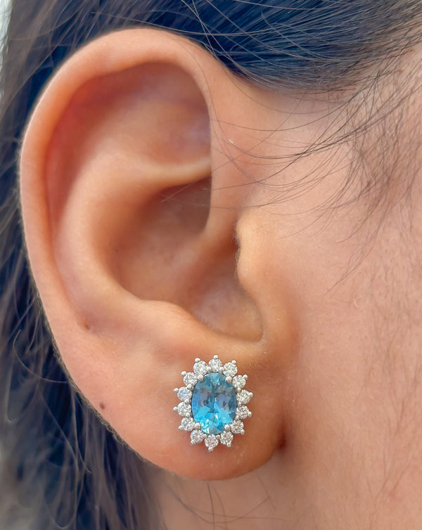 Aquamarine Diamond Earrings