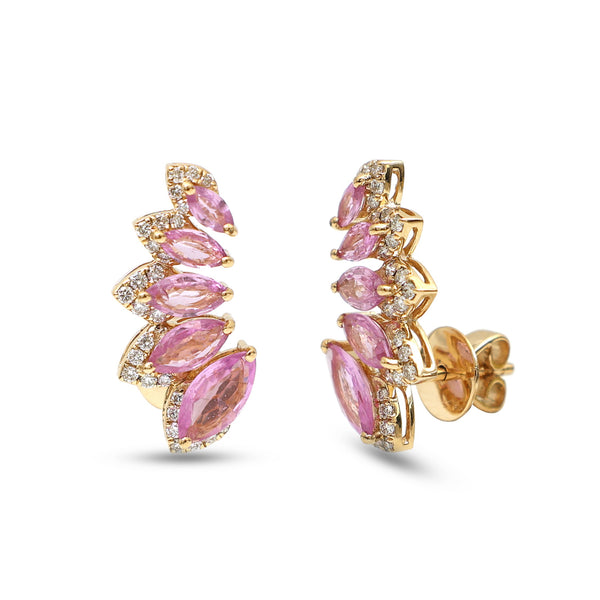 Pink Sapphire Diamond Earrings