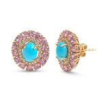 Pink Sapphire Turquoise Diamond Earrings