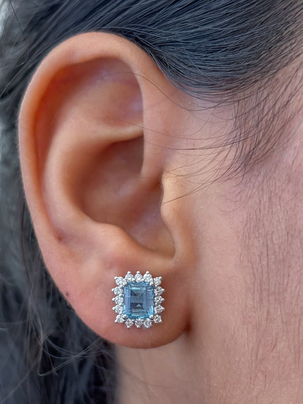 Aquamarine Diamond Earrings