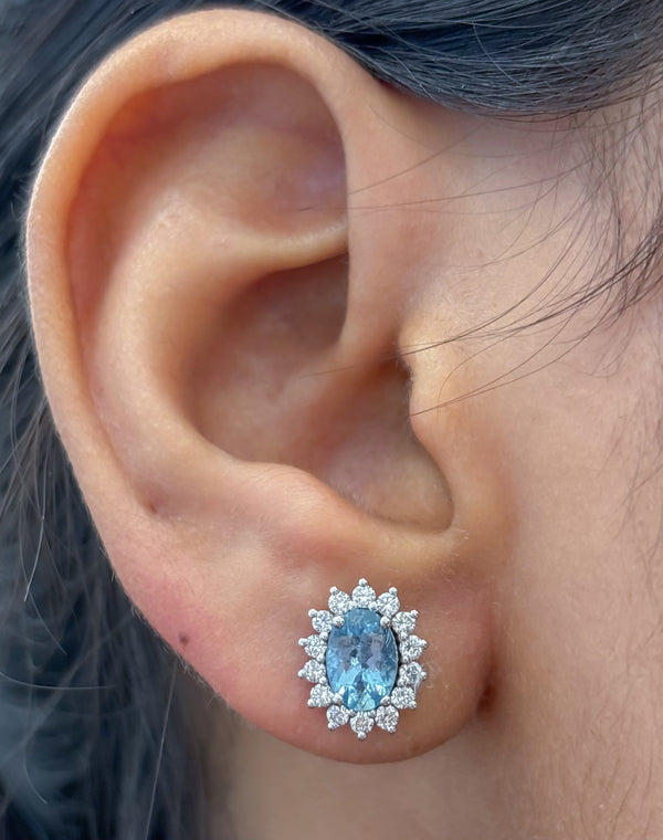 Aquamarine Diamond Earrings