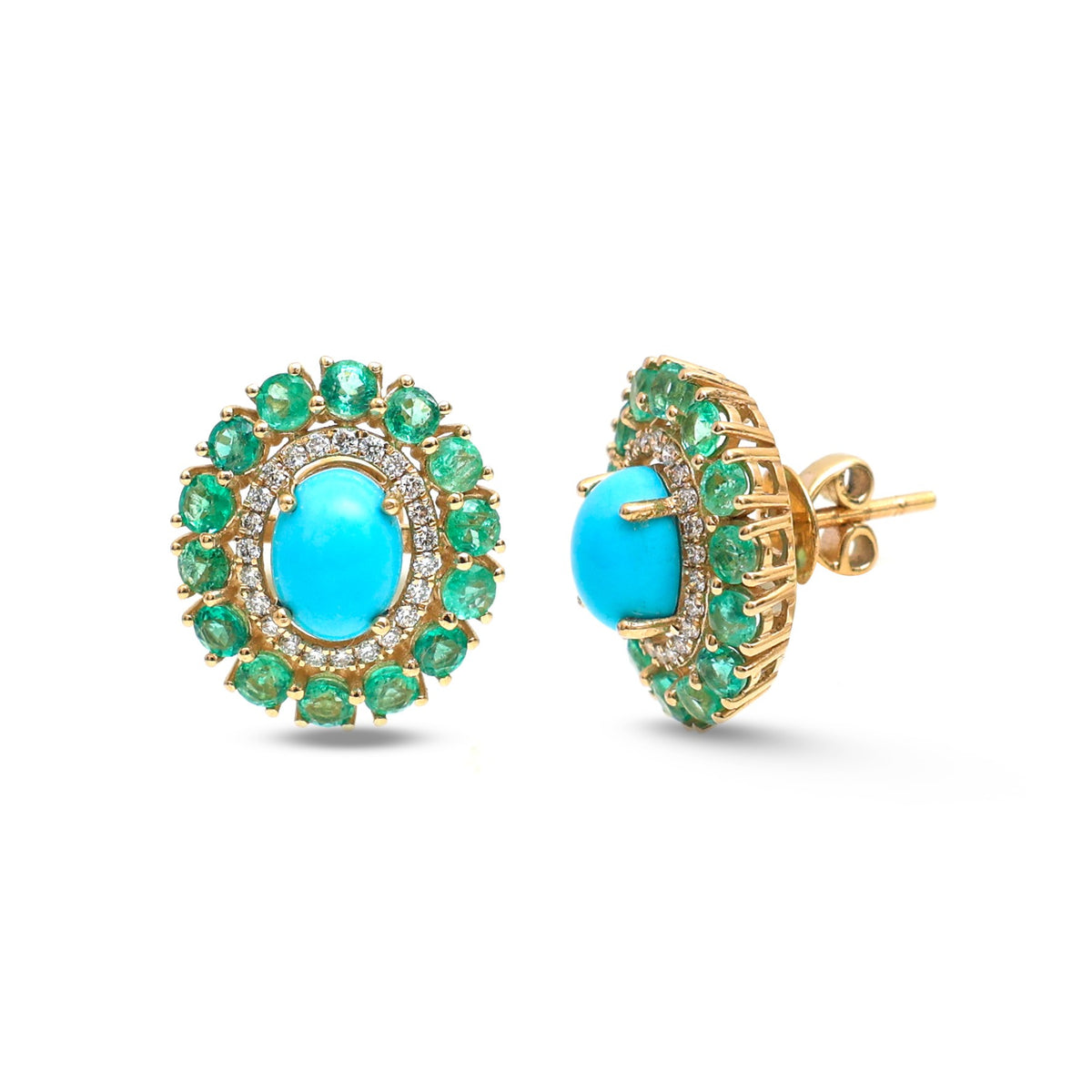 Turquoise Emerald Diamond Earrings