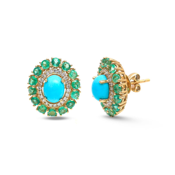 Turquoise Emerald Diamond Earrings