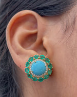 Turquoise Emerald Diamond Earrings
