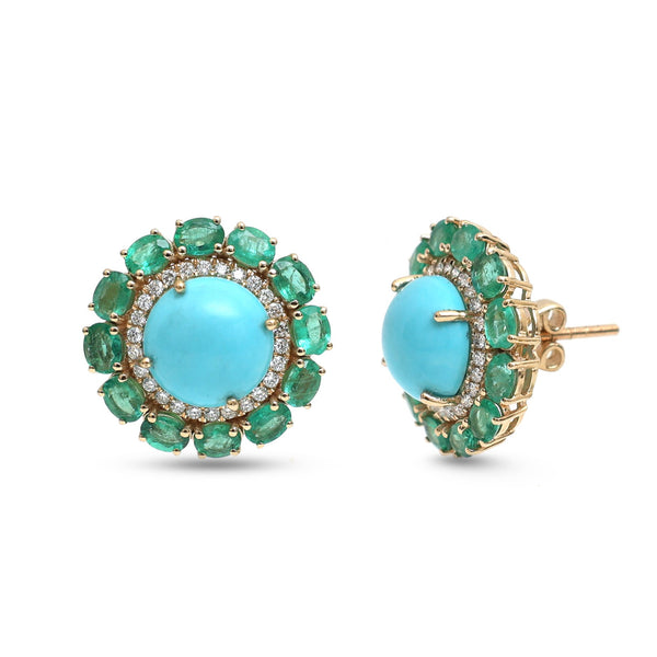 Turquoise Emerald Diamond Earrings