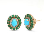 Emerald Turquoise Diamond Earrings