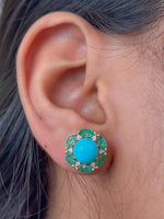 Turquoise Emerald Diamond Earrings