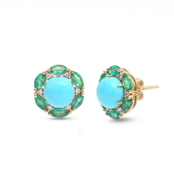 Turquoise Emerald Diamond Earrings