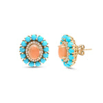 Turquoise Coral Diamond Earrings