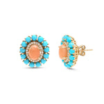 Turquoise Coral Diamond Earrings