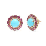 Garnet Turquoise Diamond Earrings