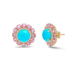Turquoise Pink Sapphire Diamond Earrings