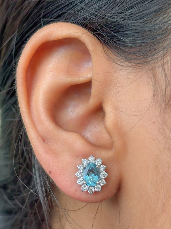 Aquamarine Diamond Earrings